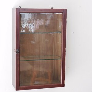ゆらゆらガラス ふるい木味の壁掛けショーケース HK-a-03571 / 吊り棚 キャビネット ケビント ガラスケース
