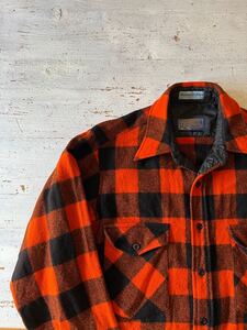 PENDLETON ペンドルトン ウールシャツ オレンジ ブロックチェック USA製 米国製 sizeM 1970s ヴィンテージ vintage バッファローチェック