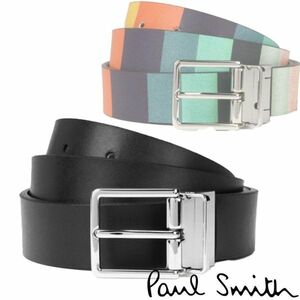 Paul Smith ポールスミス リバーシブル アーティストストライプベルト黒