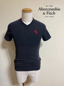 Abercrombie & Fitch アバクロンビー&フィッチ Vネック アイコン Tシャツ トップス サイズS 半袖 ネイビー