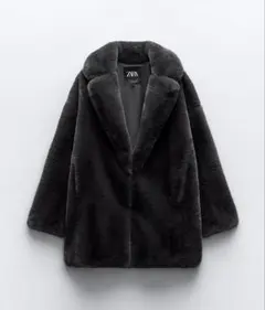 ZARA ダークグレー ファーコート Sサイズ