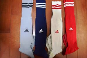 ◇US30◇ゆうパケットプラス対応 中古 サッカー フットサル ソックス adidas アディダス 25-28 4点セット 高校部活引退品