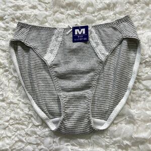 M レディース ショーツ 下着 衣類 服 インナー パンツ パンティ ランジェリー グレー ボーダー リボン レース