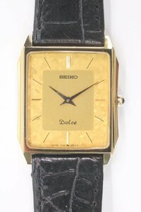 SEIKO セイコー DOLCE ドルチェ 7740-5000 クォーツ ゴールドカラー スクエア メンズ 腕時計 社外ベルト 1976-HA