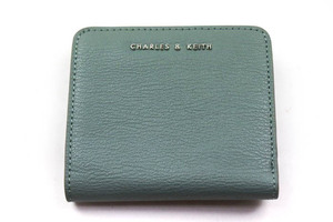 チャールズ＆キース 二つ折り財布 小銭入れあり ウォレット ブランド レディース グリーン CHARLES&KEITH