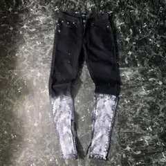 【DEZZN】white painted black skinny jeans