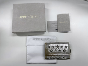 100円～★JIMMYCHOO ジミーチュウ 6連 キーケース キーリング 小物 スタースタッズ レザー シルバー 箱入り