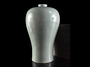 【雲】某収集家放出品 韓国 高麗青磁 花瓶 飾壷 高さ41cm 箱付 古美術品(中国李朝朝鮮美術古陶磁器)AY2809 AT1dg4 UTD8hd7