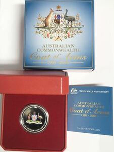 オーストラリア 1oz 銀貨 AUSTRALIAN COMMONWEALTH Good of Arms 1908-2008 シルバー プルーフ コイン　プルーフ銀貨