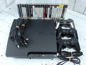 【即決・動作良好】SONY PS3 プレイステーション3本体(CECH-2500A) + コントローラー3個 + ゲームソフト23本セット 