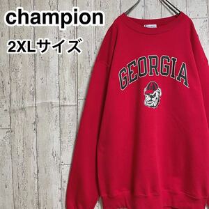 ☆送料無料☆ カレッジGEOGIA ジョージア大学 ジョージアブルドッグス champion チャンピオン スウェットトレーナー レッド 2XL 22-183