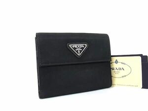 PRADA プラダ M523 テスートナイロン 二つ折り 財布 ウォレット 小銭入れ 札入れ メンズ ブラック系 DF9482