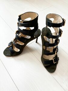 JIMMYCHOO ジミーチュウ サンダル　36 カーキ　黒　緑　23cm ヒール　パンプス　ベルト