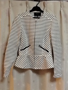 美品【ZARA TRAFALUC/ザラ】スウェット長袖ジャケット/Ｓ★ノーカラー★ストライプ★USED