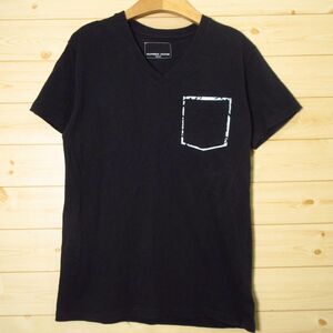 ◎NUMBER (N)INE ナンバーナイン◆Vネック 半袖 Tシャツ ポケT ポケット シンプル カジュアル◆メンズ 黒 Sサイズ◆AA0260