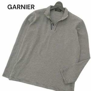 GARNIER ガルニエ テットオム 通年 ロゴ★ 総柄 長袖 スタンドカラー スキッパー シャツ ポロシャツ Sz.L　メンズ　A4T02650_3#F