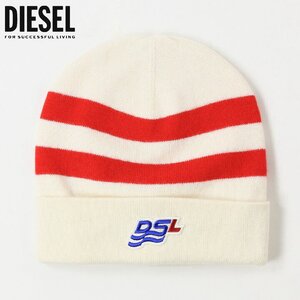 正規品/新品/未使用■タグ付き/定価15,400円■DIESEL ディーゼル ユニセックス ロゴワッペン ウール ニット キャップ ボーダー 帽子 14