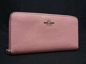 ■美品■ COACH コーチ 58059 レザー ラウンドファスナー 長財布 ウォレット レディース ピンク系 DE6585