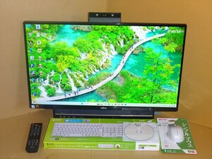 富士通27型モニタ一体型 Core i7 Win11 23H2 新品M2SSD 512GB HDD 3TB office2016 ブルーレイ 地デジ・BS・CS Wチューナー搭載 FH90/B3