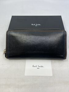 Y04079　　Paul Smith ポールスミス ラウンドファスナー 長財布 レザー 黒 箱有