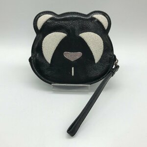 ■【YS-1】 フルラ FURLA コインケース ■ パンダ 小銭入れ 黒 ブラック系 横10,5cm×縦13cm 【同梱可能商品】K■