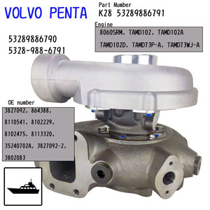 受注品　Volvo-Penta　マリンターボ　K28 Turbo 53289886791　53289886790　3827092　K28-3767MXAKA16.72FYASB