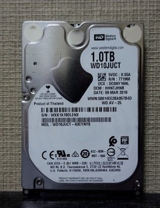 ■正常動作品・動作時間少■WesternDigital製2.5inch AVコマンド対応HDD 1TB WD10JUCT 