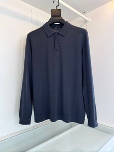 キトン　KITON　poloシャツ ウール　メンズ 長袖　tシャツ　M~4XL　サイズ選択可能　ネイビー