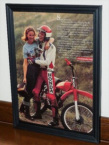 1977年 USA 洋書雑誌広告 額装品 Hondaline ホンダ / 検索用 Honda CR125 CR250 店舗 ガレージ 看板 ディスプレイ サイン 装飾 (A4size)