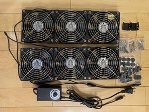 No103 強力 12cmFAN 3000回転 6連 AC100Vコントローラ付