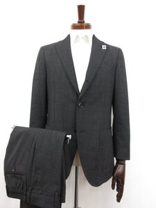 超美品【ラルディーニ LARDINI】ブートニエール シングル3B段返り スーツ (メンズ) 44/7REG グレー系 チェック柄 JS939AQ □33RMS9763