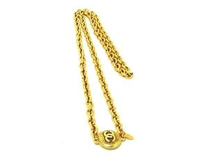 1円 ■美品■ CHANEL シャネル ココマーク チェーン ロングネックレス アクセサリー レディース メンズ ゴールド系 BK3592