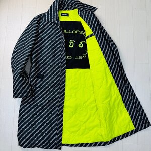 未使用並/L-XL相当★ディーゼル/DIESEL ロゴ総柄 中綿キルティング ステンカラー コート ロング丈 ジャケット アウター 裏プリント メンズ