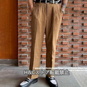 30’s～40’s 復刻 ヴィンテージ アメリカン リネン混 ストライプステッチ サマーパンツ サイズ29～35 新品 大きいサイズ 茶系