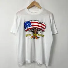 90s USA製 星条旗 木 Tシャツ 古着 ヴィンテージ グラフィック