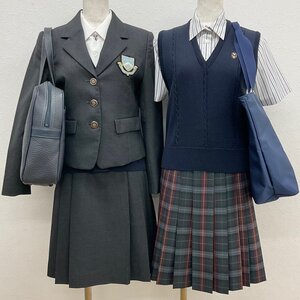 U1421/S1463(中古/箱)東京都 日本音楽高校(現 品川学藝高校) 10点 /旧制服/ブレザー,カーディガン,ブラウス:S/冬スカート:W63程度/鞄/靴下/