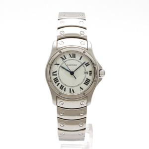 Cartier カルティエ サントスロンド ホワイト文字盤 SS メンズ QZ クォーツ 腕時計 W20027K1 1561