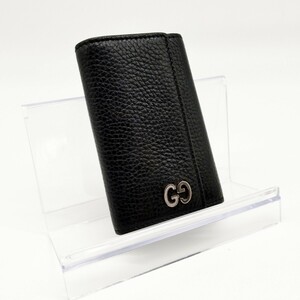  1円 ■美品■ GUCCI グッチ 473924 496085 グッチシマ 6連 キーケース 鍵入れ キーリング メンズ レディース ブラック系レザー AZ5355