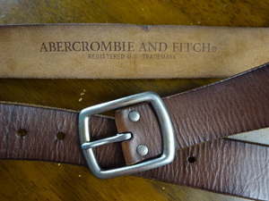 ☆Abercrombie&Fitch☆ヴィンテージ風ダメージ加工☆レザーベルト☆ＵＳＥＤ美品♪３４