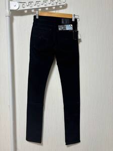 未使用☆[Nudie Jeans] TIGHT LONG JOHN ストレッチスキニー ブラックデニムパンツ 24 レディース ヌーディジーンズ