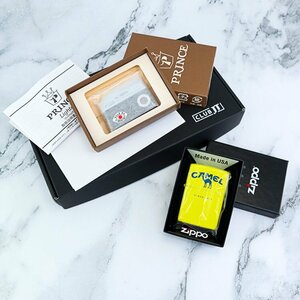 【1円/未使用】ジッポー Zippo/プリンス PRINCE ライター2点まとめ☆CAMEL ZIPPO 限定2500個イエロー☆復刻版ドルフィンガスライター 43794