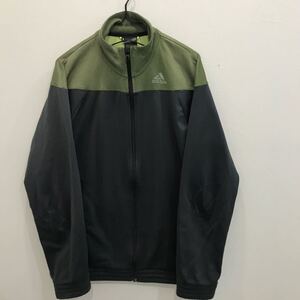 RN349 adidas アディダス　ジャージ上　スポーツウェア　トラックジャケット　グレー黄緑　メンズML相当　