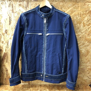 未使用DIESEL メンズ 切り替えライダースジャケット J-FRONT JACKET ブルー 表記サイズ：S [jgg]