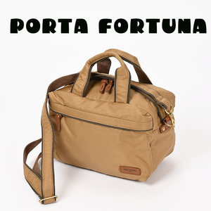 227-27◆PORTA FORTUNA ITALY/ポルタフォルトゥーナ 軽量 2WAY ショルダーバッグ キャメル ショルダーストラップ付き 男女兼用