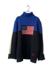 【USA製】日本未発売 Ralph Lauren セーター タートル ラルフローレン polo country ポロカントリー RRL 星条旗 ニット イタリアンヤーン