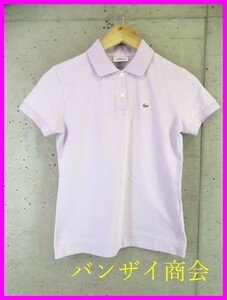 【送料300円可】008m95◆良品です◆日本製◆LACOSTE ラコステ ストレッチ 半袖ポロシャツ 40/ジャケット/ゴルフ/コート/レディース/女性