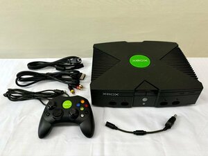 【Microsoft】マイクロソフト Xbox 初代 ブラック コントローラ1個+AVケーブル+電源コード付き 動作OK 中古【USED】