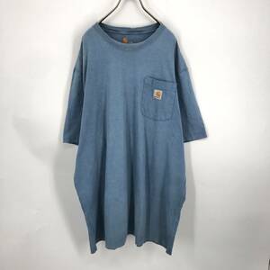 L carhartt カーハート Tシャツ ライトブルー 補修あり 半袖 リユース ultramto ts1646