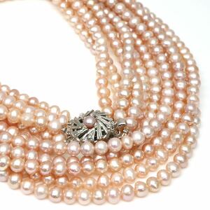 テリ良し!!◆本真珠5連ロングネックレス◆J 約107.8g 約63.0cm pearl パール jewelry necklace ジュエリー DA0/DC0