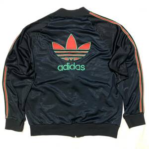 80s vintage USA製 adidas 銀タグ ビンテージ ヴィンテージ アディダス トラック ジャケット ジャージ L ラスタカラー ブラック オールド